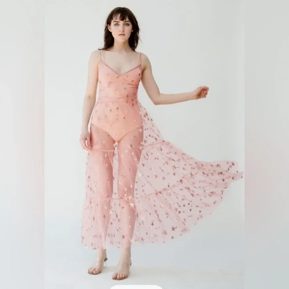Starry Sheer Tiered Dress NWOT - Picture 5 of 5